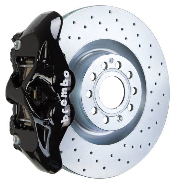 Brembo GT Front Big Brake Kit, 4-Piston Black Calipers, 345x30mm Drilled Rotors, Fits 2015-2021 Volkswagen Golf and more 1S4.8003A1