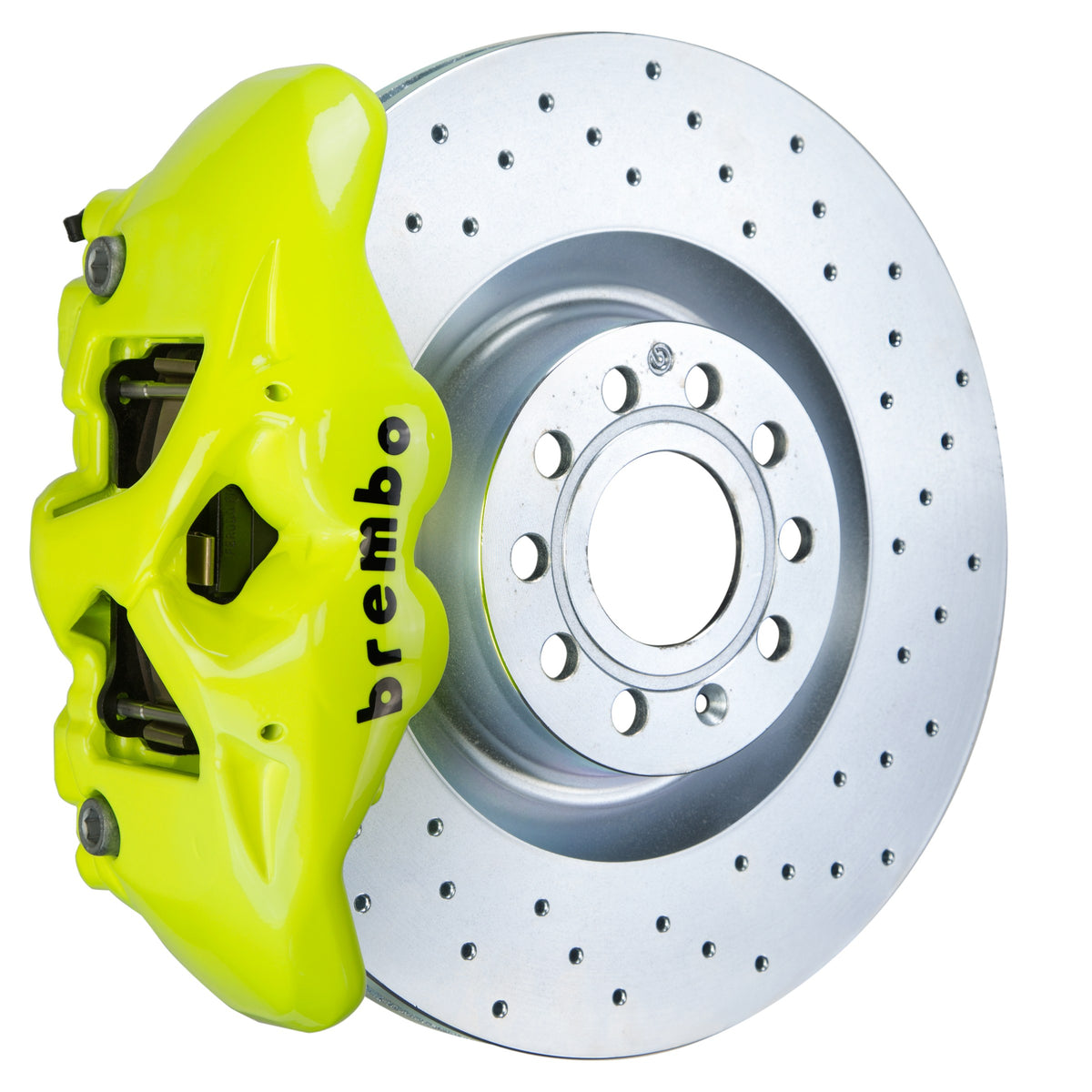 Brembo GT Front Big Brake Kit, 4-Piston Fluorescent Yellow Calipers, 345x30mm Drilled Rotors, Fits 2009-2017 Volkswagen CC and more 1S4.8002A7