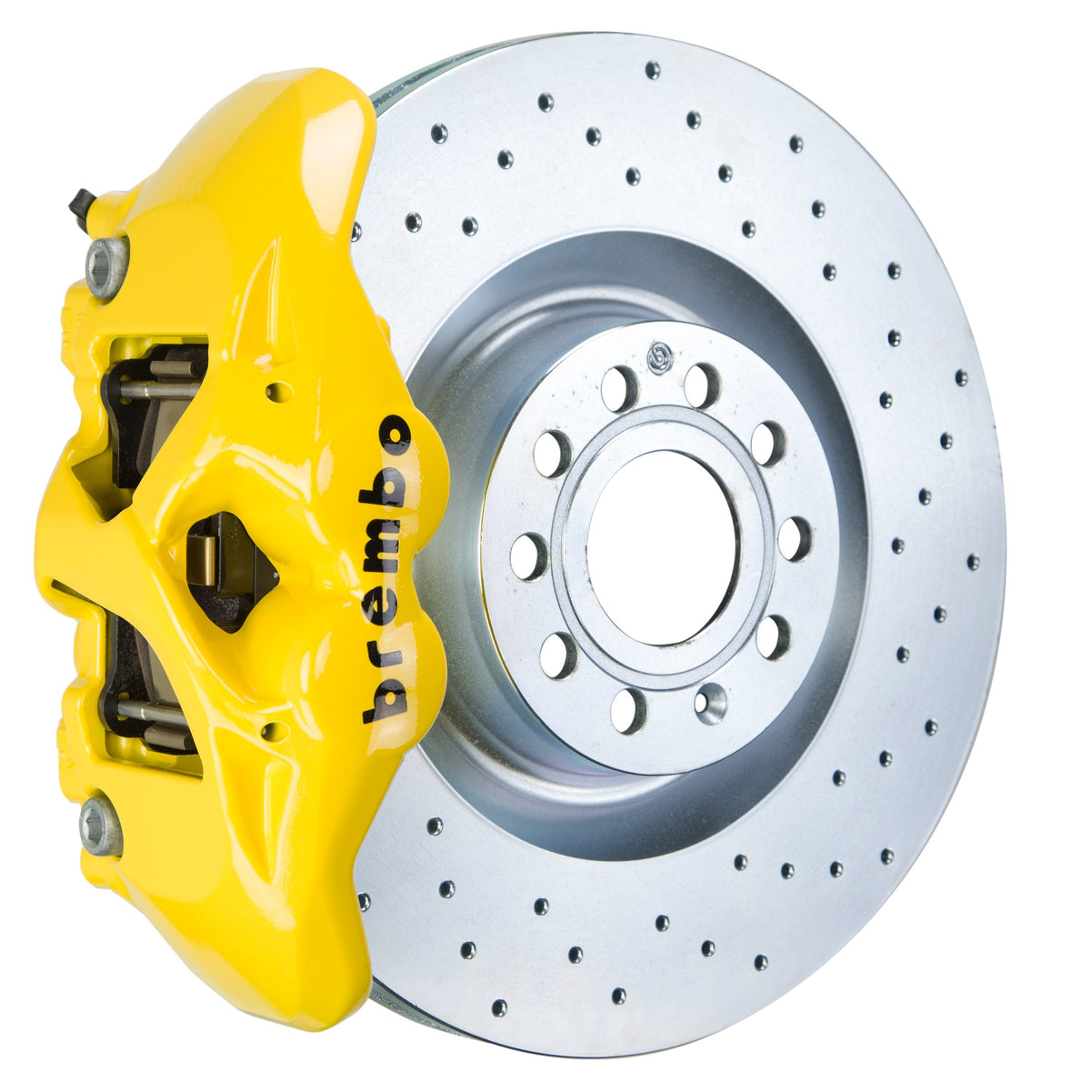 Brembo GT Front Big Brake Kit, 4-Piston Yellow Calipers, 345x30mm Drilled Rotors, Fits 2008-2015 Audi TTS Quattro, TT, TT Quattro 1S4.8001A5