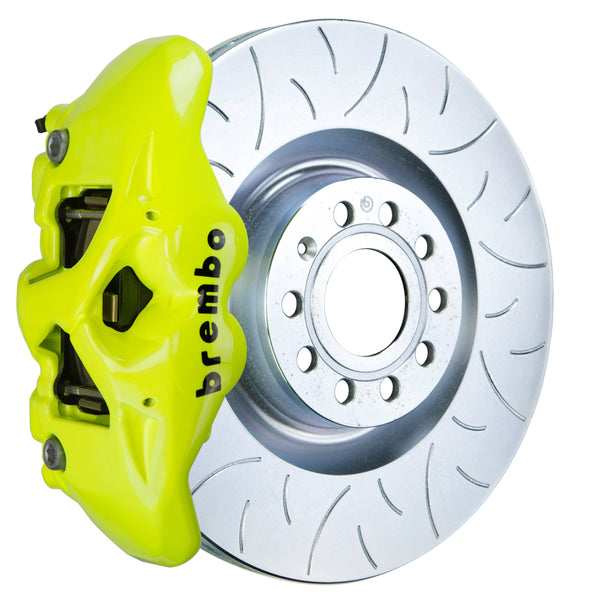 Brembo GT Front Big Brake Kit, 4-Piston Fluorescent Yellow Calipers, 345x30mm Type-3 Slotted Rotors, Fits Audi TTS Quattro and more 1S5.8001A7