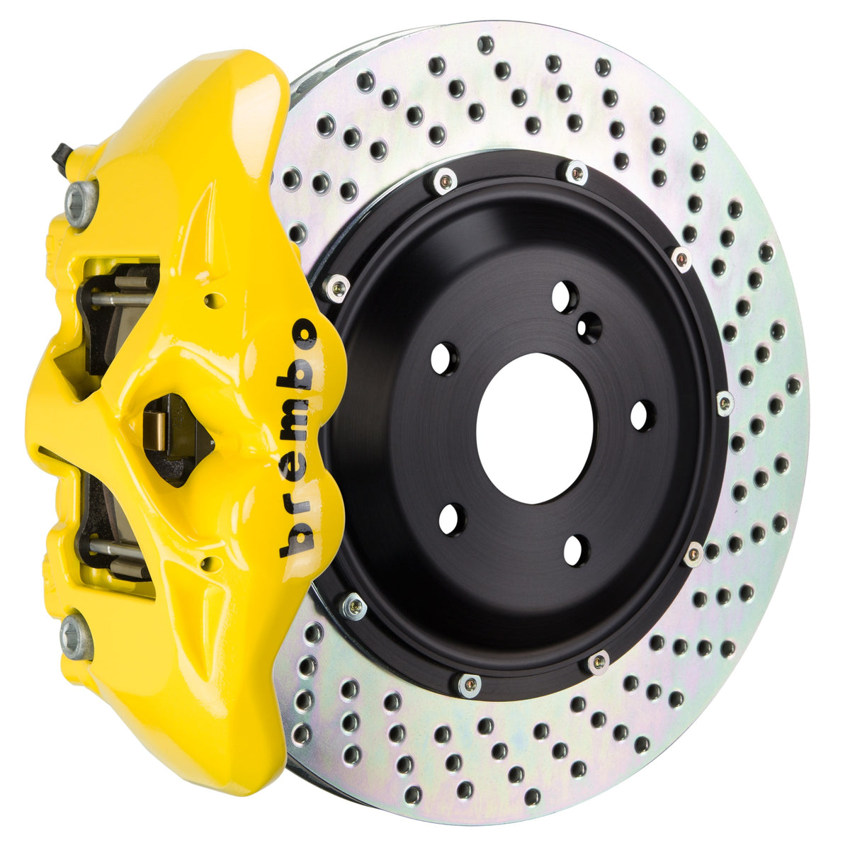 Brembo GT Front Big Brake Kit, 4-Piston Yellow Calipers, 345x28mm Drilled 2-Piece Rotors, Fits 2019-2024 Mazda 3 1S1.8006A5