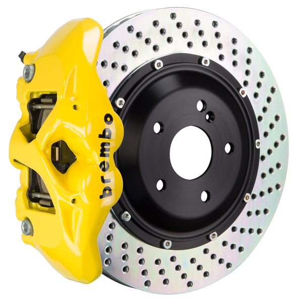 Brembo GT Rear Big Brake Kit, 4-Piston Yellow Calipers, 380x28mm Drilled 2-Piece Rotors, Fits 2011-2018 Porsche Cayenne 2S1.9005A5