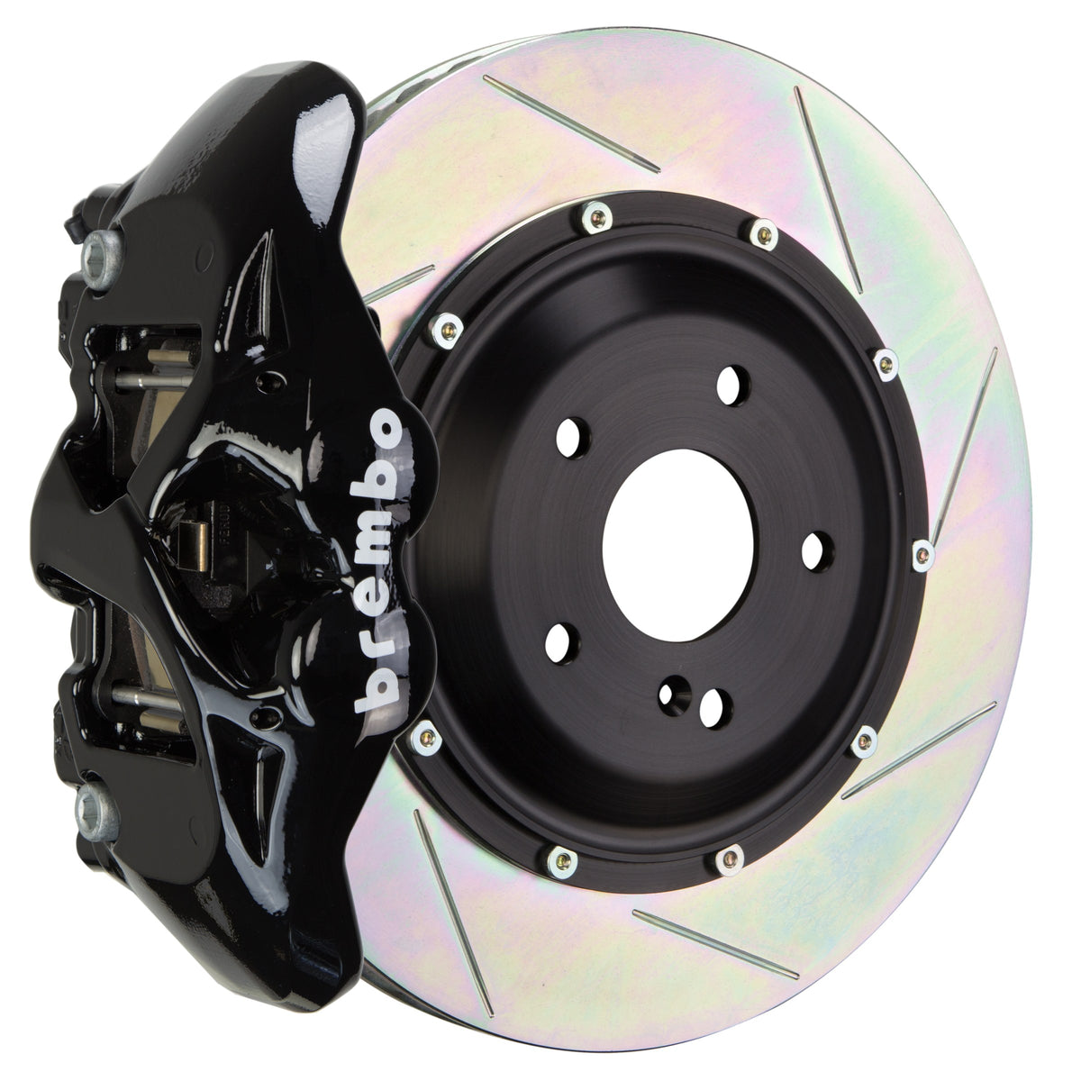 Brembo GT Front Big Brake Kit, 4-Piston Black Calipers, 345x28mm Type-1 Slotted 2-Piece Rotors, Fits 2017-2020 Honda Civic 1S2.8005A1