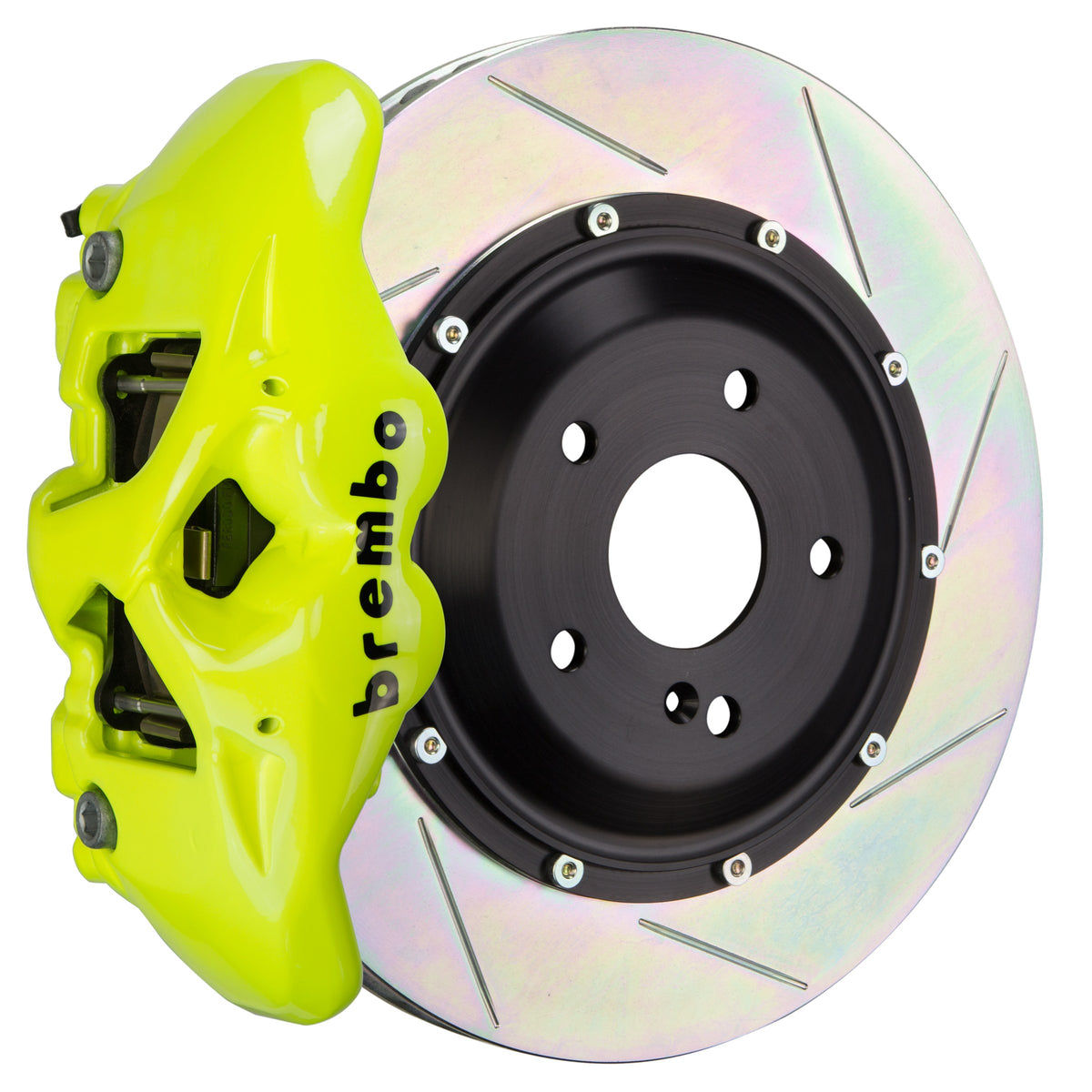 Brembo GT Rear Big Brake Kit, 4-Piston Fluorescent Yellow Calipers, 380x28mm Type-1 Slotted 2-Piece Rotors, Fits 2015-2021 BMW M4, M2 2S2.9014A7