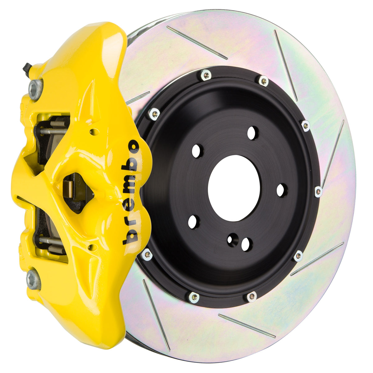 Brembo GT Front Big Brake Kit, 4-Piston Yellow Calipers, 345x28mm Type-1 Slotted 2-Piece Rotors, Fits 2017-2020 Honda Civic 1S2.8005A5