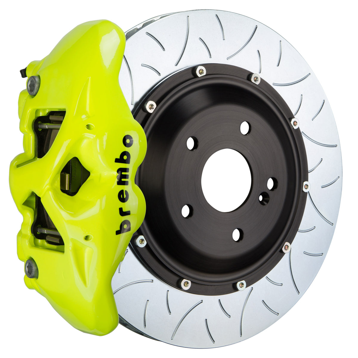 Brembo GT Rear Big Brake Kit, 4-Piston Fluorescent Yellow Calipers, 380x28mm Type-3 Slotted 2-Piece Rotors, Fits 2023-2025 Nissan Z 2S3.9021A7