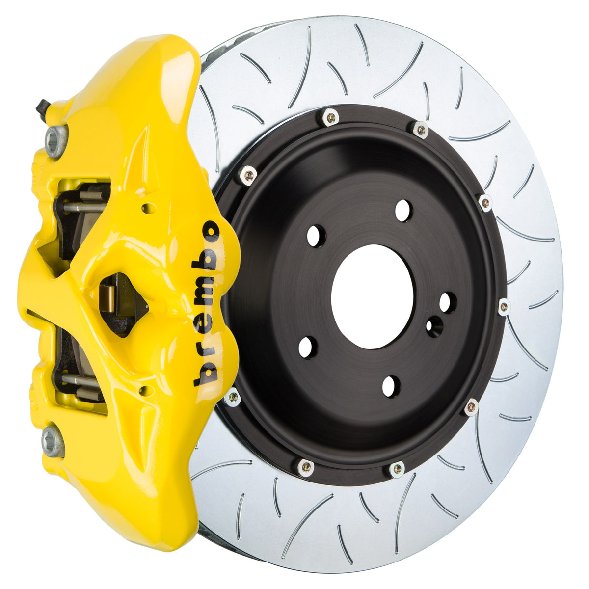Brembo GT Rear Big Brake Kit, 4-Piston Yellow Calipers, 380x28mm Type-3 Slotted 2-Piece Rotors, Fits 2017-2023 Porsche Panamera 2S3.9022A5