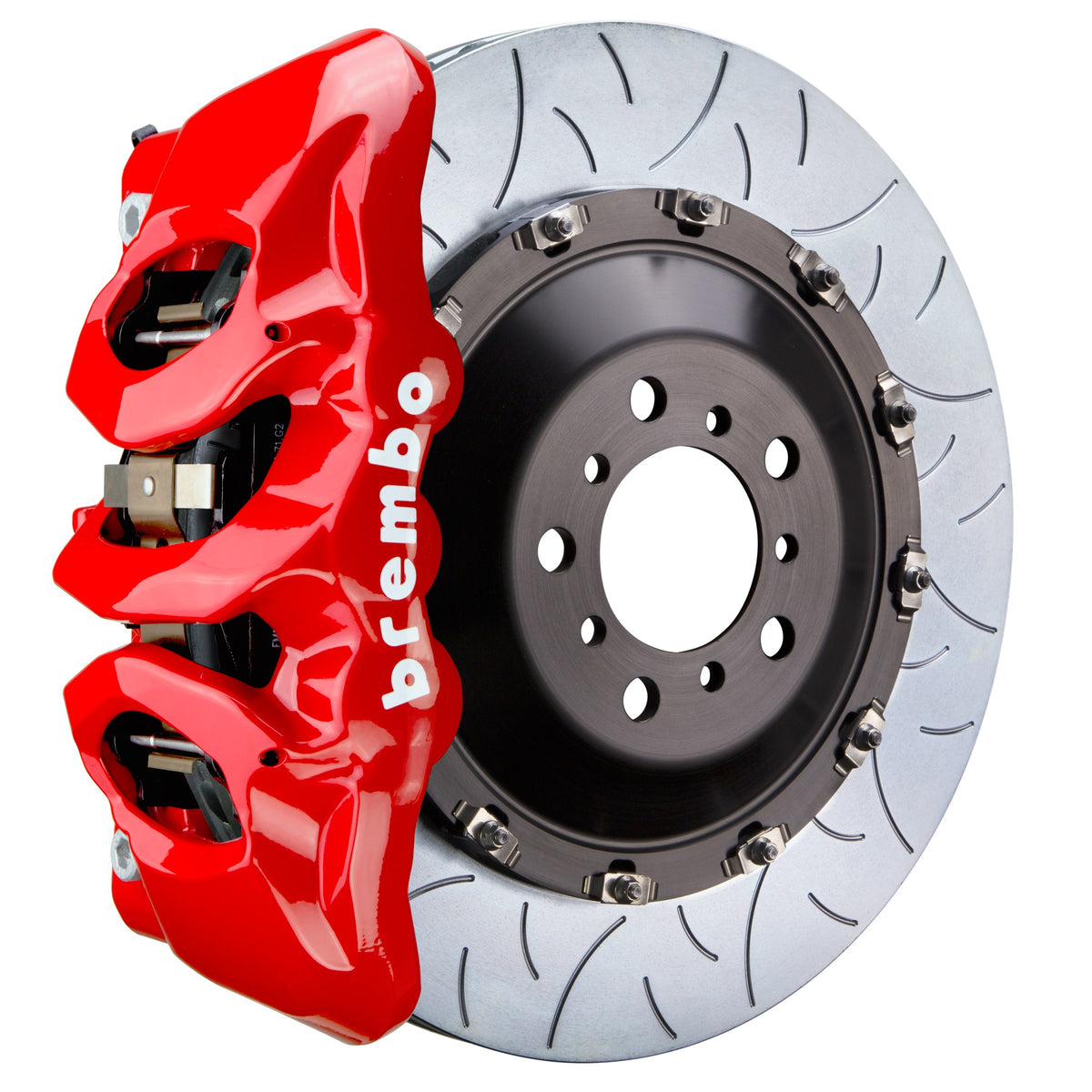 Brembo GT Front Big Brake Kit, 6-Piston Red Calipers, 405x34mm Type-3 Slotted 2-Piece Rotors 1T3.9515A2