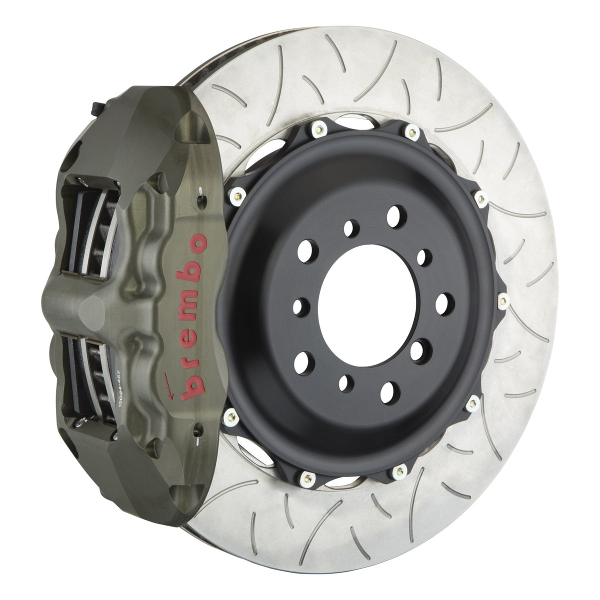 Brembo Pista Race Rear Big Brake Kit, 4-Piston Clear Hard Anodized Calipers, 355x32mm Type-3 Slotted 2-Piece Rotors 4K3.8018AX