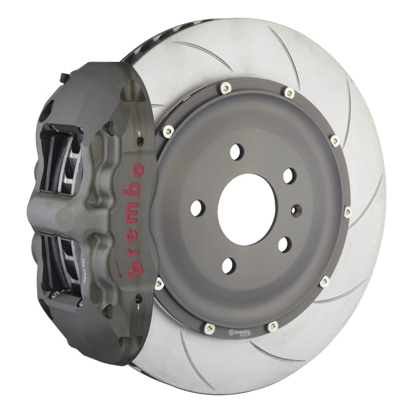 Brembo Pista Race Rear Big Brake Kit, 4-Piston Clear Hard Anodized Calipers, 355x32mm Type-5 Slotted 2-Piece Rotors 4KC.8010AZ