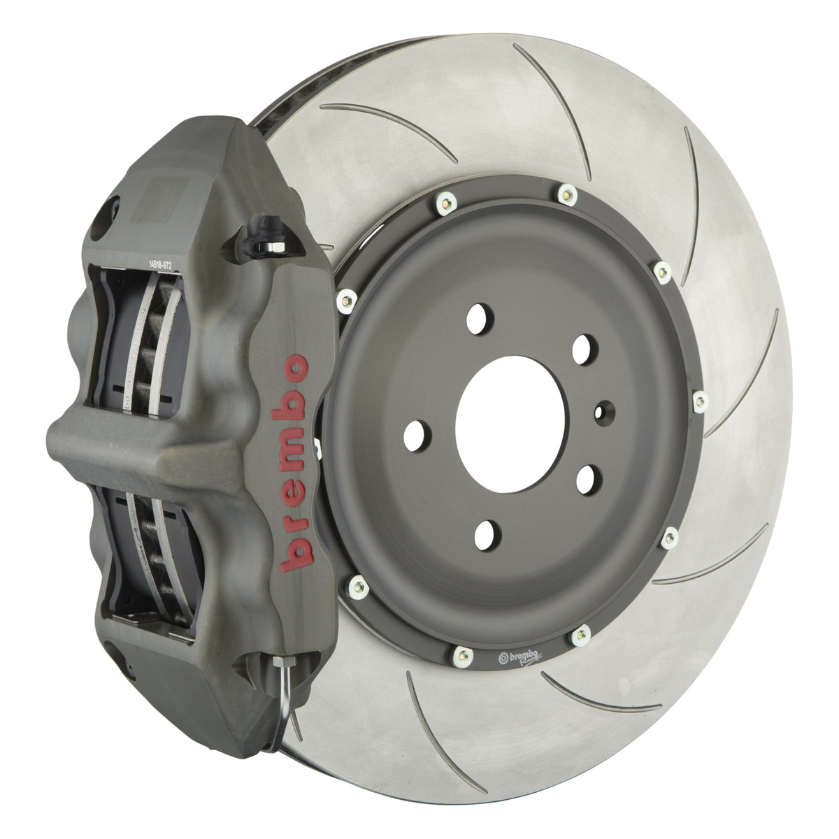 Brembo Pista Race Front Big Brake Kit, 6-Piston Clear Hard Anodized Calipers, 355x35mm Type-5 Slotted 2-Piece Rotors 3KC.8046A