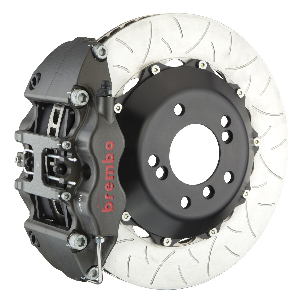 Brembo Pista Race Front Big Brake Kit, 4-Piston Clear Hard Anodized Calipers, 355x35mm Type-3 Slotted 2-Piece Rotors 3K3.8044A