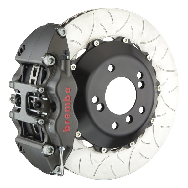 Brembo Pista Race Front Big Brake Kit, 4-Piston Clear Hard Anodized Calipers, 355x35mm Type-3 Slotted 2-Piece Rotors 3K3.8075AX