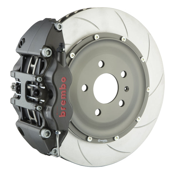 Brembo Pista Race Front Big Brake Kit, 4-Piston Clear Hard Anodized Calipers, 355x35mm Type-5 Slotted 2-Piece Rotors 3KC.8075AZ