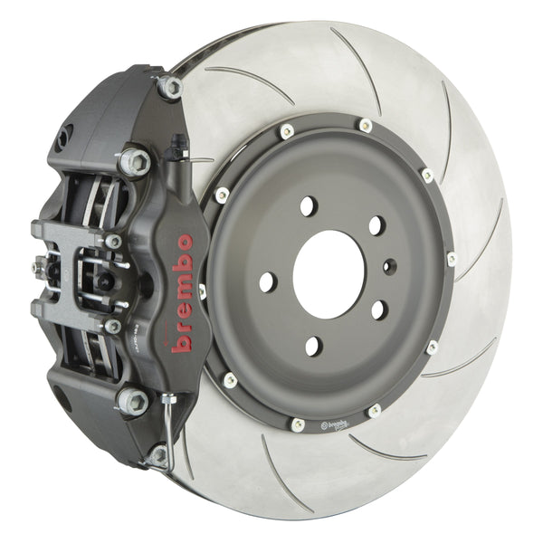 Brembo Pista Race Front Big Brake Kit, 4-Piston Clear Hard Anodized Calipers, 380x34mm Type-5 Slotted 2-Piece Rotors 3KC.9020AZ