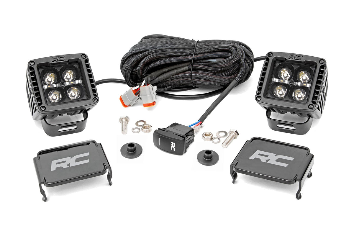 Rough Country Led Light Kit Ditch Mount 2" Black Pair Amber Drl Fits Ford Bronco (21-23) 71049