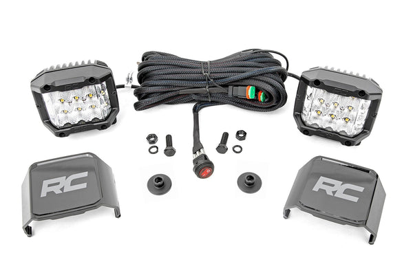 Rough Country Led Light Kit Ditch Mount 2" Chrome Pair Wide Ford Bronco (21-23) 71050