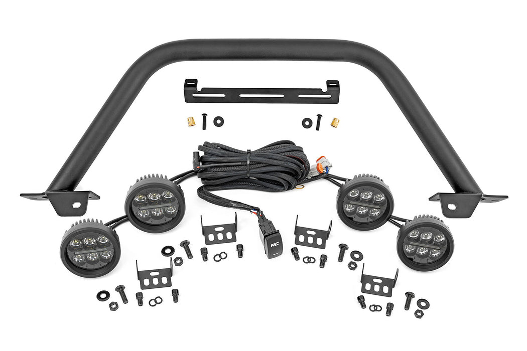 Rough Country Safari Bar 3.5" Round Led (Quad) Black Amber Drl Oe Modular Steel Ford Bronco 4Wd (21-23) 51112