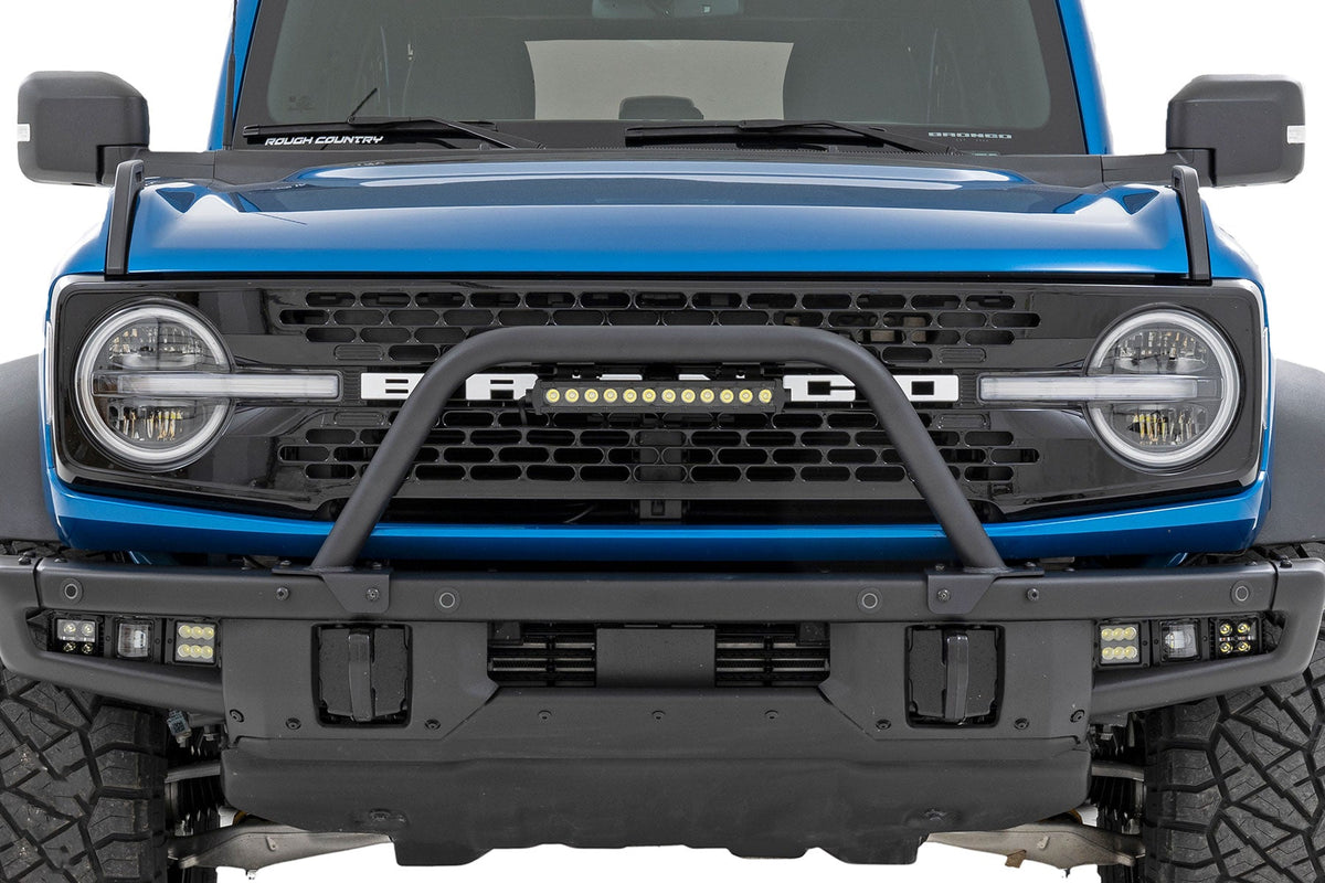 Rough Country Safari Bar 12" Led Light Bar Black Drl Single Row Oe Modular Steel Fits Ford Bronco 4WD ( 51117