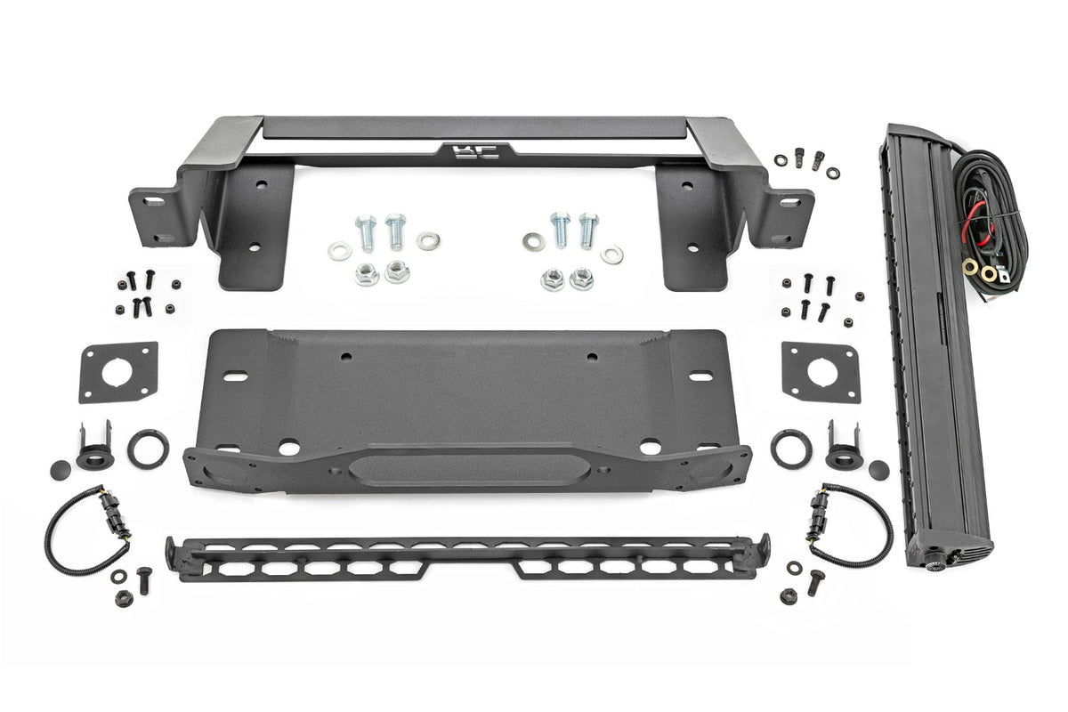 Rough Country High Winch Mount All Models 20 Inch Black Single Row Led Fits Ford Bronco (21-23) 51067