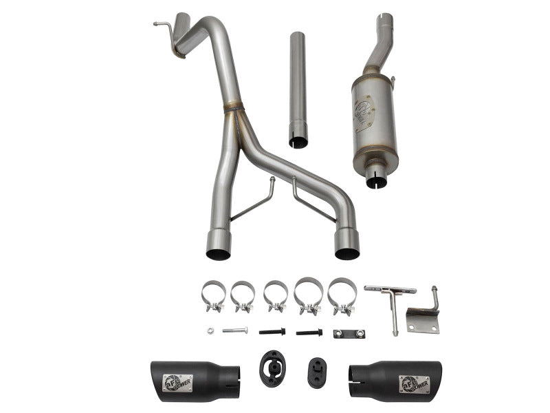 aFe Rebel Series CB 2.5in Dual Center Exit SS Exhaust w/ Black Tips 07-15 compatible with Jeep Wrangler 3.6L/3.8L V6 49-48056-B