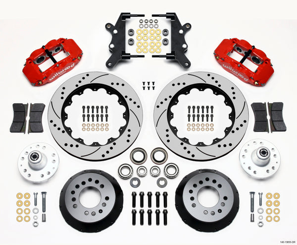 Wilwood Narrow Superlite 6R Front Hub Kit 14.00in Drill Red 60-68 Ford / Mercury Full Size / Galaxie 140-13655-DR