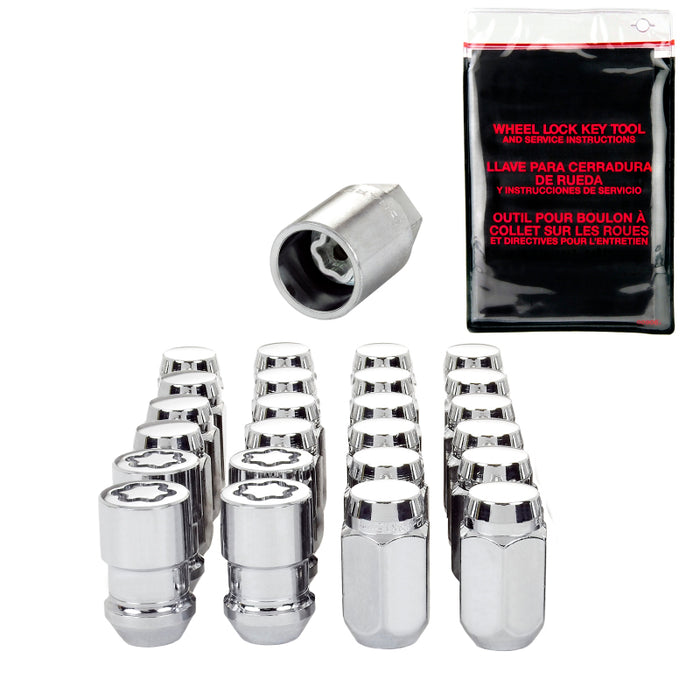 McGard 6 Lug Hex Install Kit w/Locks (Cone Seat Nut) M12X1.5 / 13/16 Hex / 1.5in. Length Chrome 84657