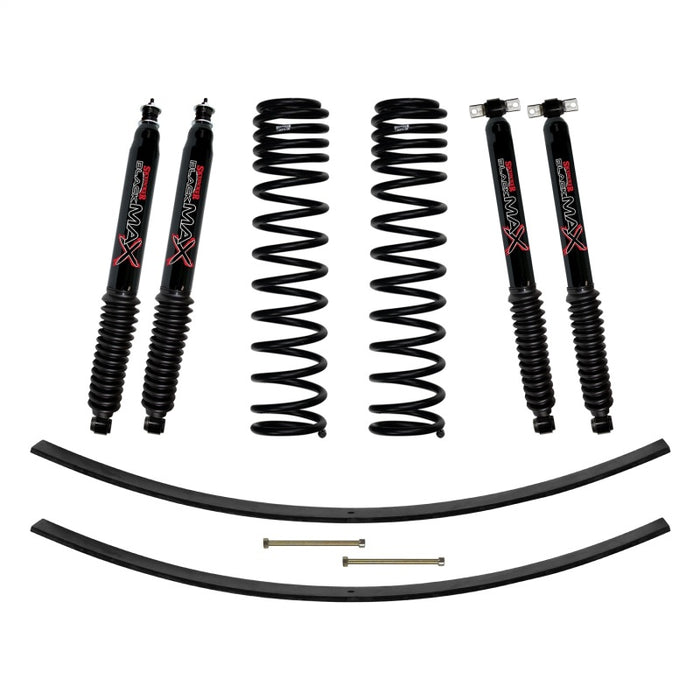 Skyjacker compatible with Jeep XJ 3in FR Dual Rate Long Coil Suspension Lift LKit w/RR Add-A-Leafs/Black Max Shocks JC301BPBLT