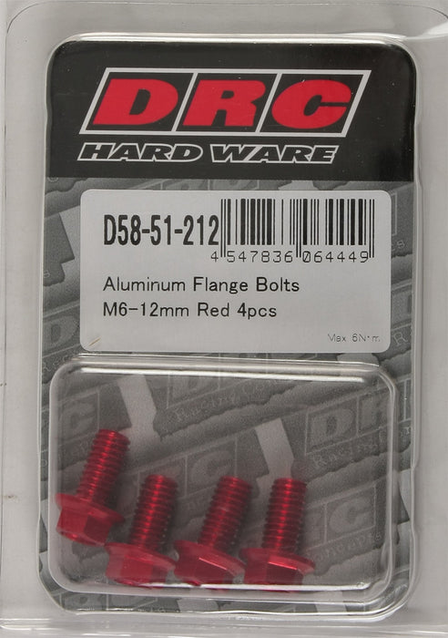 DRC Aluminum Flange Bolts Red 6x12mm 4 Pack D58-51-212