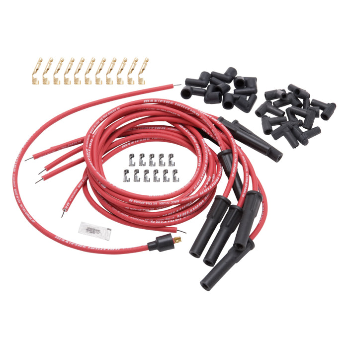 Edelbrock Spark Plug Wire Set Universal Flex Boots 50 Ohm Resistance 8 65mm Red Wire (Set of 9) 22710