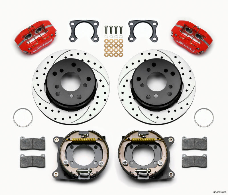 Wilwood Dynapro Lug Mount P/S Park Brake Kit Drilled Red Big Ford 2.00in Off Bronco 5 x 5.50 140-13733-DR