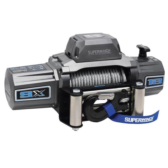 Superwinch 12000 LBS 12V DC 3/8in x 85ft Wire Rope SX 12000 Winch Graphite 1712200