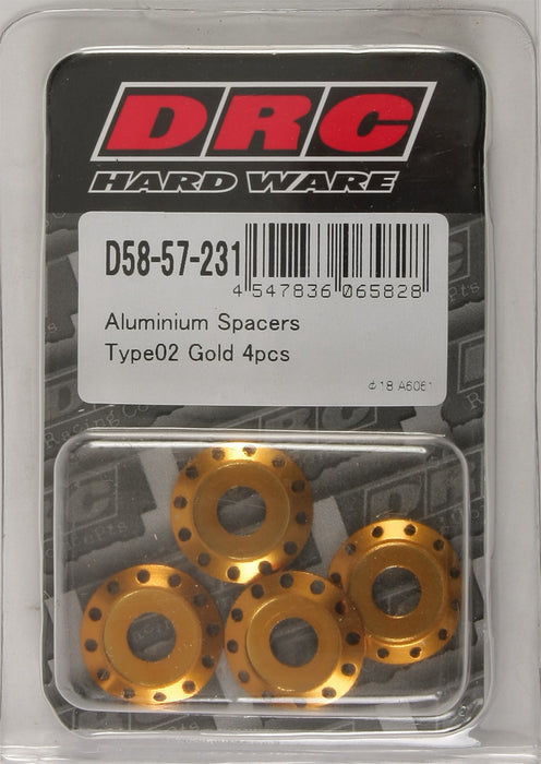 DRC Alumium Spacers Type 2 Gold 4 Pack D58-57-231