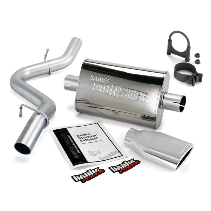 Banks Power 97-99 compatible with Jeep 2.5/4.0L Wrangler Slip Fit Cat Monster Exh Sys SS Single Exh w/ Chrome Tip 51312