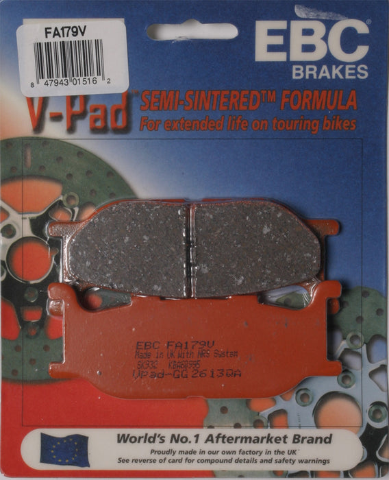 EBC Brakes FA179V Semi Sintered Disc Brake Pad, Black, One-Size