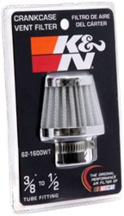 K&N 2in Base OD x .375in Flange ID x 1.75in H Rubber Base Crankcase Vent Filter White 62-1600WT