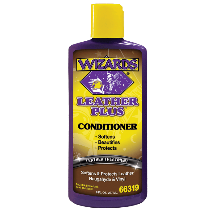 Wizards Leather Plus Leather Conditioner Moisturizing Car Leather Seat Cleaner and Conditioner Cleans, Conditions and Protects Leather, Naugahyde and Vinyl Car Accessories 8 oz Made in USA