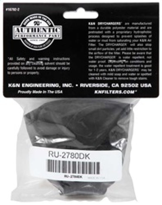 K&N Air Filter Wrap Black Oval Tapered 3.75in Base I/S Width x 2.5in Top I/S Width x 2.75in H RU-2780DK