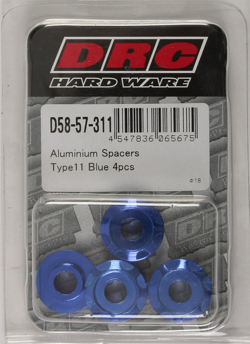 40/PC DRC M6 ALUM SPACERS TYPE 11 BLU