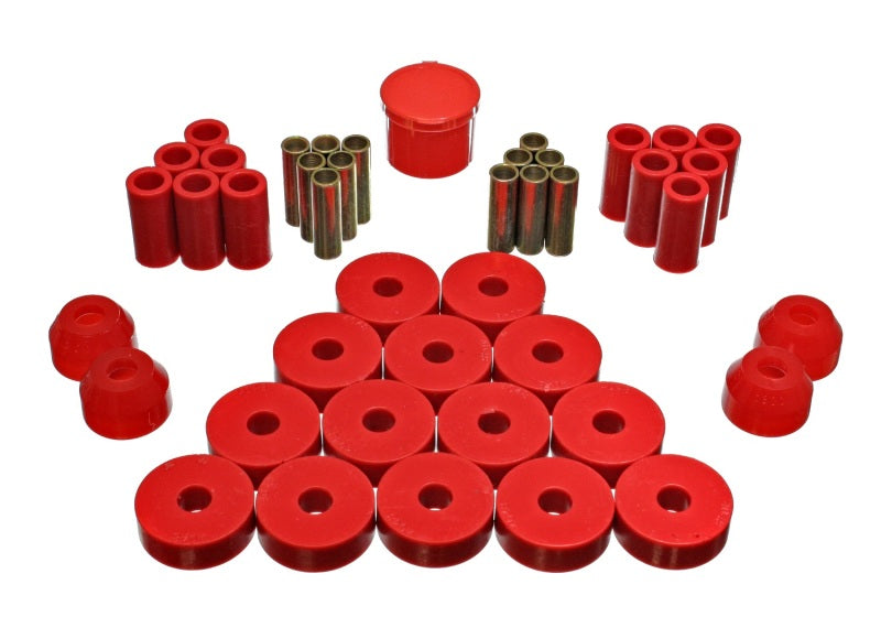 Energy Suspension 55-75 compatible with Jeep CJ5/CJ6 Red Hyper-Flex Master Bushing Set 2.18104R