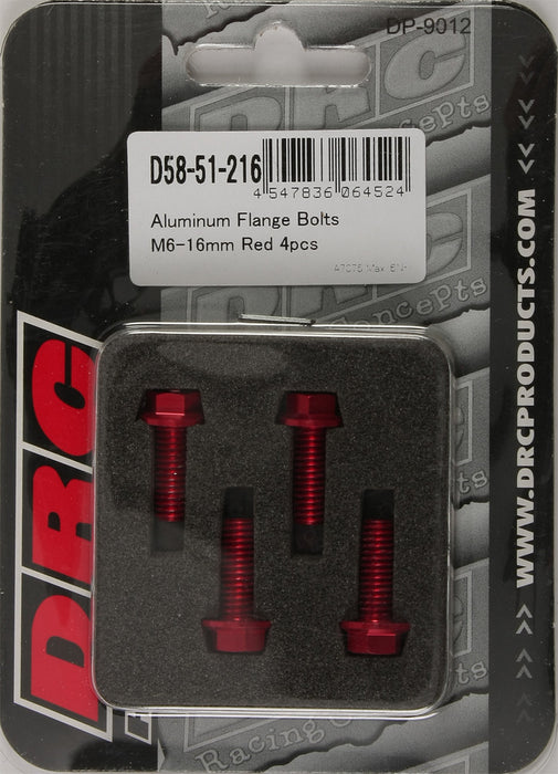 DRC Aluminum Flange Bolts Red 6x16mm 4 Pack D58-51-216