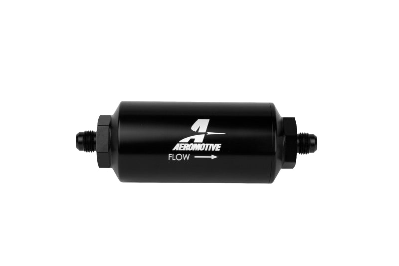 Aeromotive In-Line Filter (AN-6 Male) 10 Micron Microglass Element Bright Dip Black Finish 12345