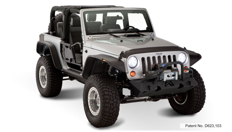 Bushwacker 07-18 compatible with Jeep Wrangler Flat Style Flares 4pc Fits 2-Door Sport Utility Only Black 10919-07