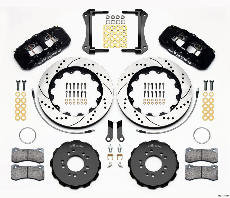 Wilwood AERO6 Front Hat Kit 14.00 Drilled 2005-2014 Mustang w/ BMR Suspn. w/Lines 140-13685-D