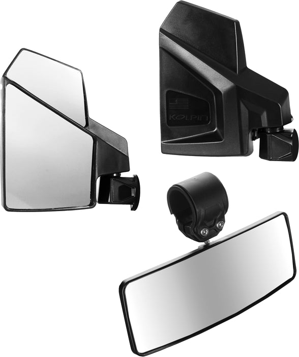 Kolpin 98312 Black UTV Side Rear Mirror Combo Package