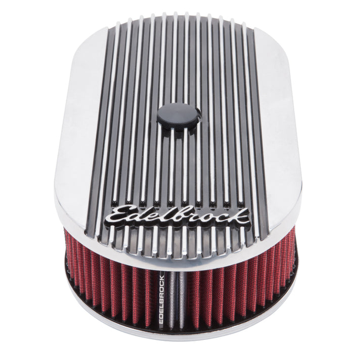 Edelbrock Air Cleaner Elite II Oval Single 4-Bbl Carb 2 5In Red Element Polished 4273