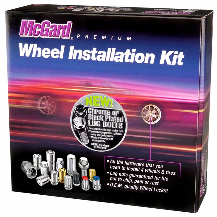 McGard 5 Lug Hex Install Kit w/Locks (Cone Seat Bolt) M14X1.5 / 17mm Hex / 28.0mm Shank L. Black 67200BK