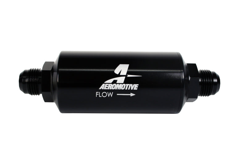 Aeromotive In-Line Filter (AN -10 Male) 40 Micron Stainless Mesh Element Bright Dip Black Finish 12388