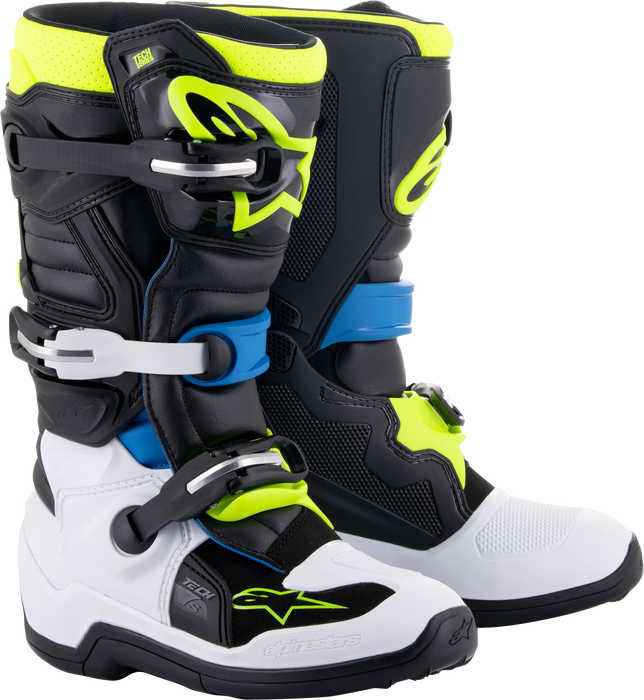 Alpinestars Men's Mx Offroad Motorcycle Boots, Black/Enamel Blue/Fluo Yellow, 5