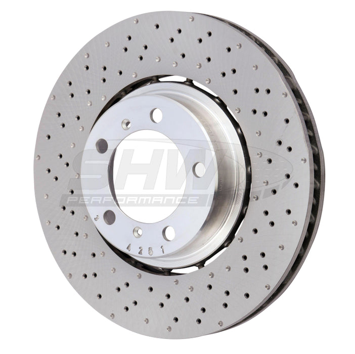 SHW 18-19 Porsche 911 Carrera 4 GTS w/o Ceramic Brake Left Frt Drill-Dimp LW Brake Rotor (9P1615301) PFL49901